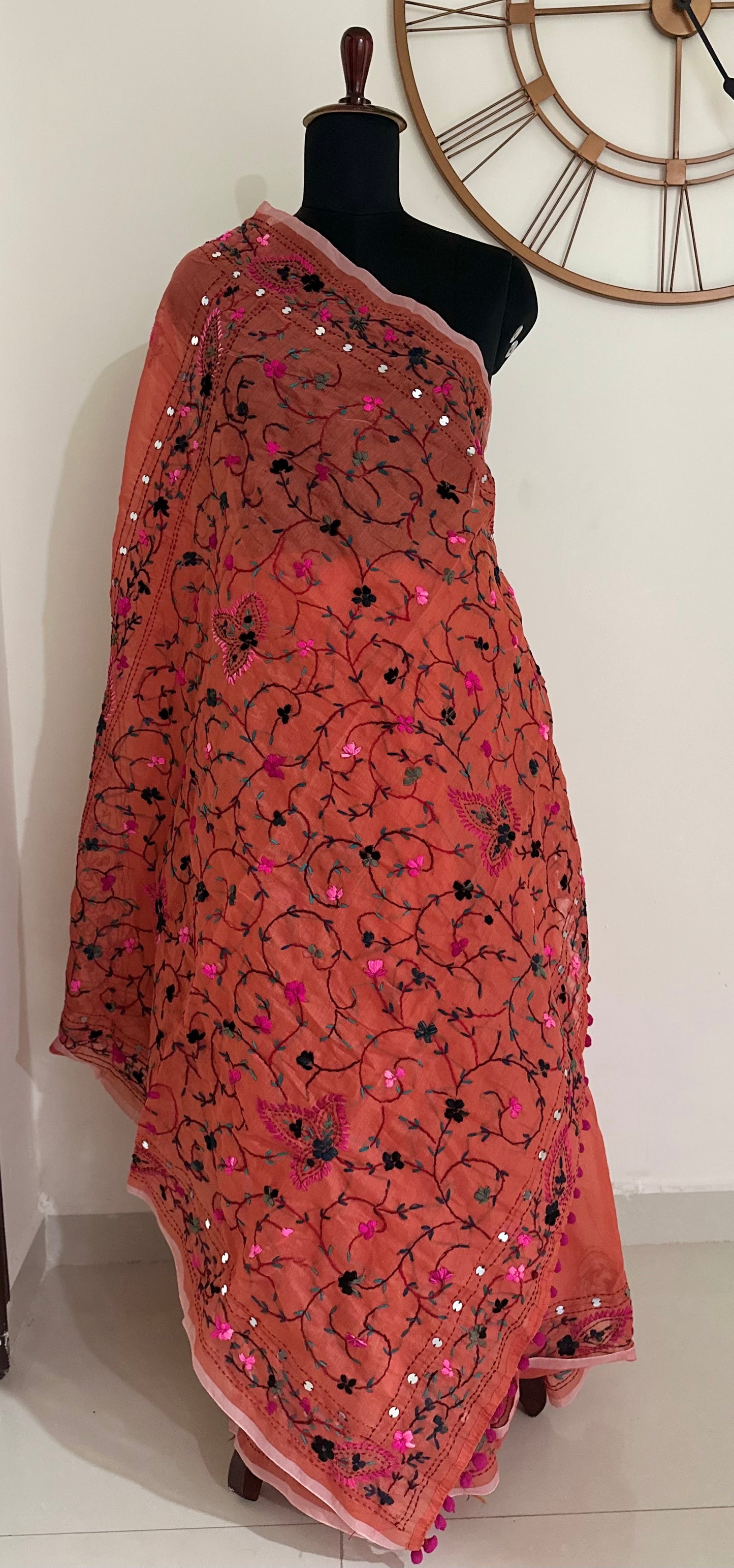Handcrafted Elegance: Phulkari Cotton Saree