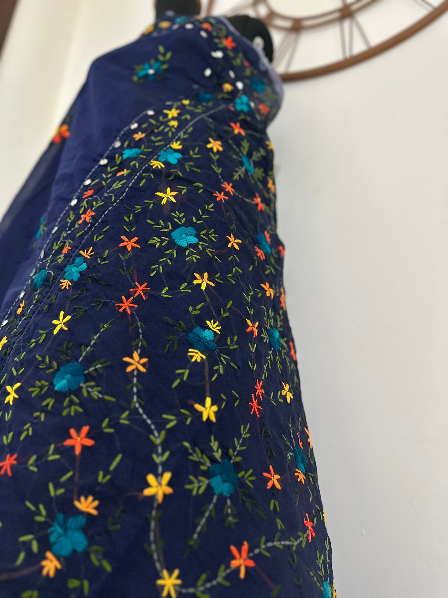 Handcrafted Elegance: Phulkari Cotton Saree
