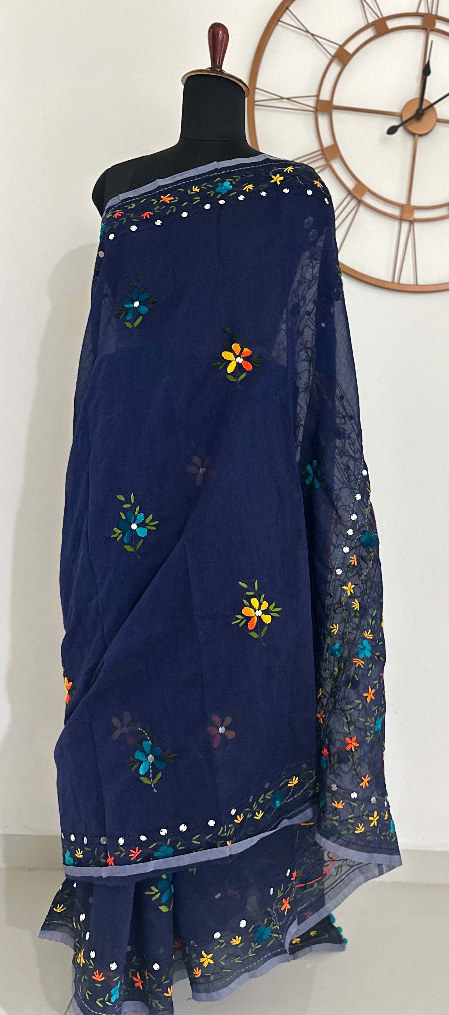 Handcrafted Elegance: Phulkari Cotton Saree