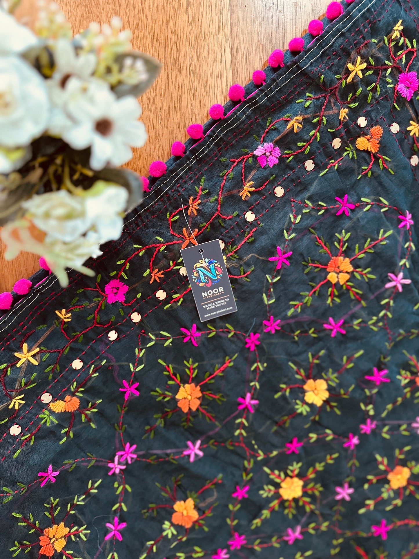 Handcrafted Elegance: Phulkari Cotton Saree