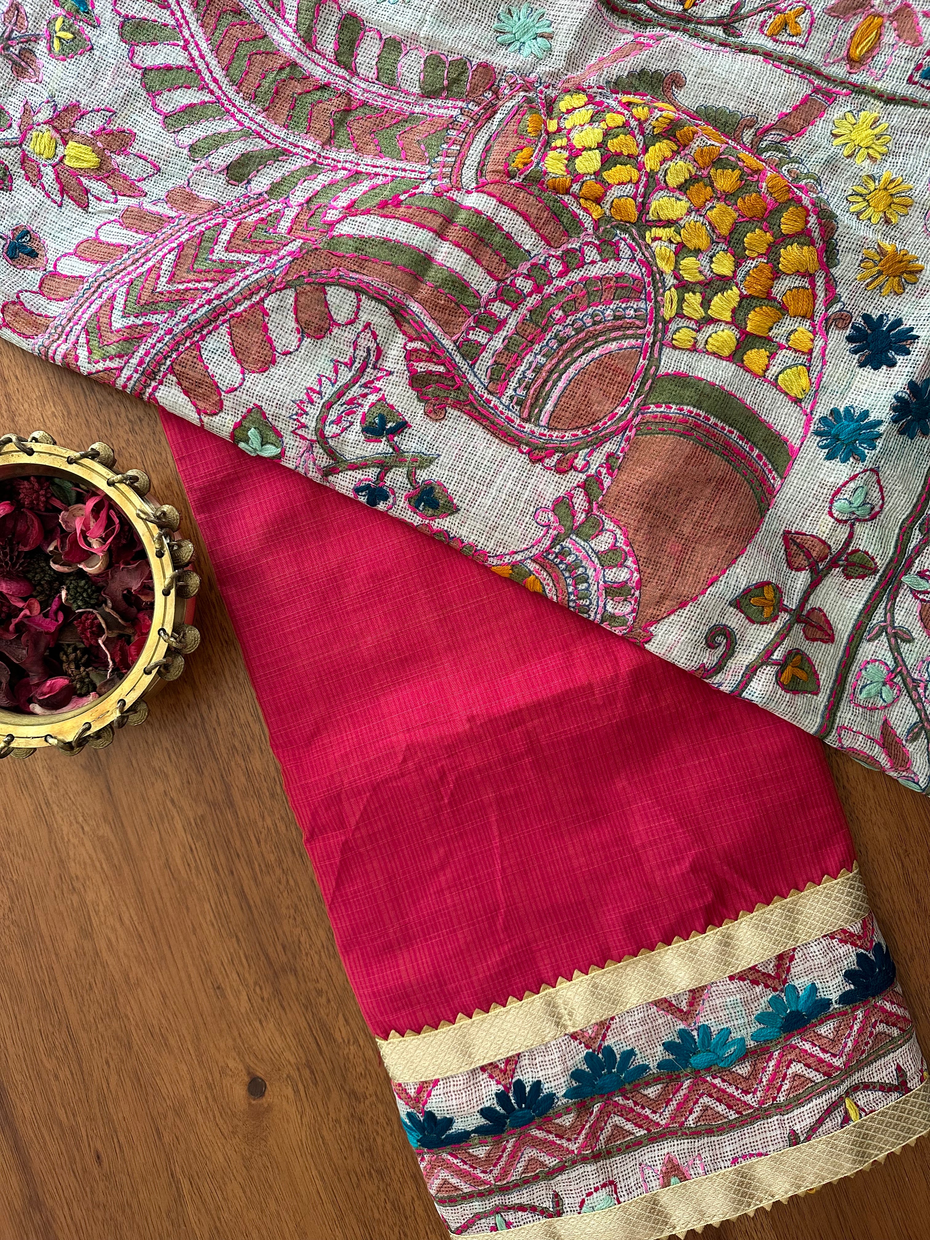 Fuchsia Bird Motif Suit Set