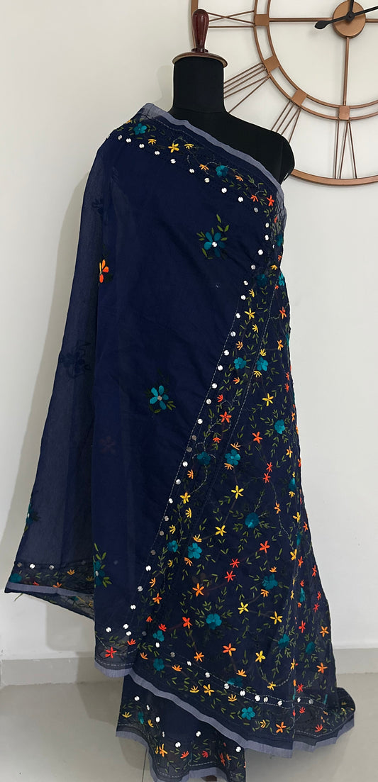 Handcrafted Elegance: Phulkari Cotton Saree