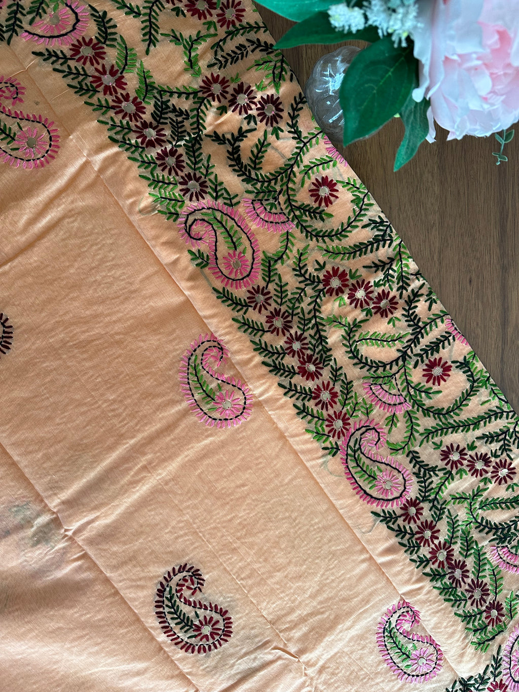 Handcrafted Elegance: Phulkari Cotton Saree