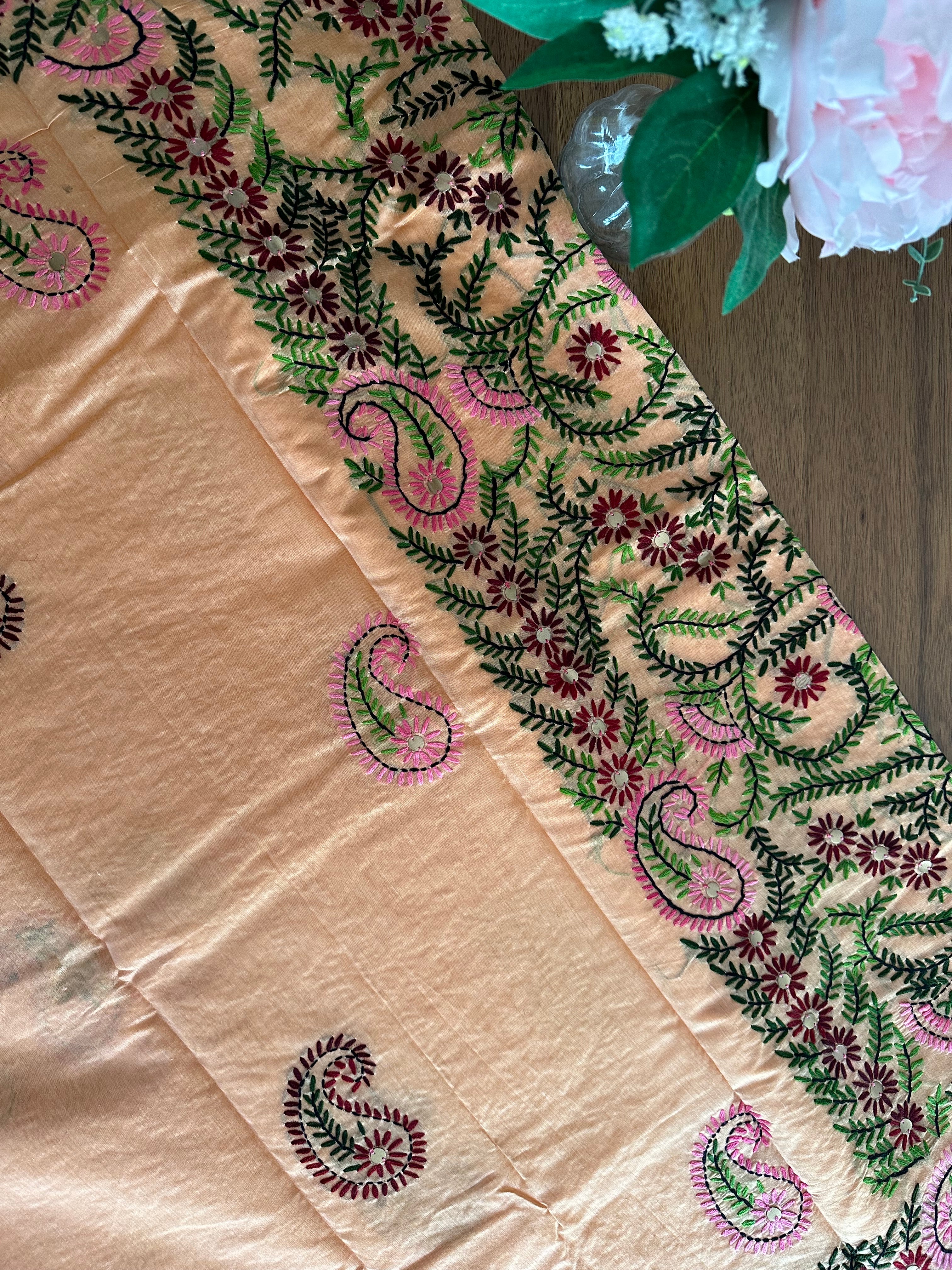 Handcrafted Elegance: Phulkari Cotton Saree