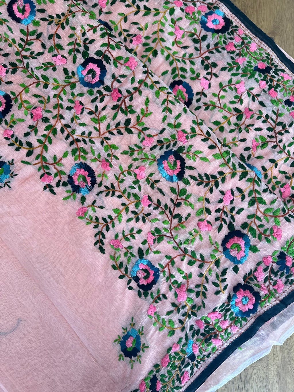 Handcrafted Elegance: Phulkari Cotton Saree