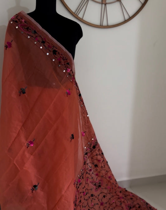 Handcrafted Elegance: Phulkari Cotton Saree