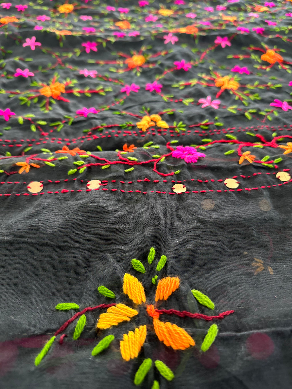 Handcrafted Elegance: Phulkari Cotton Saree