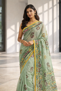 Sage Mint Paisley Saree