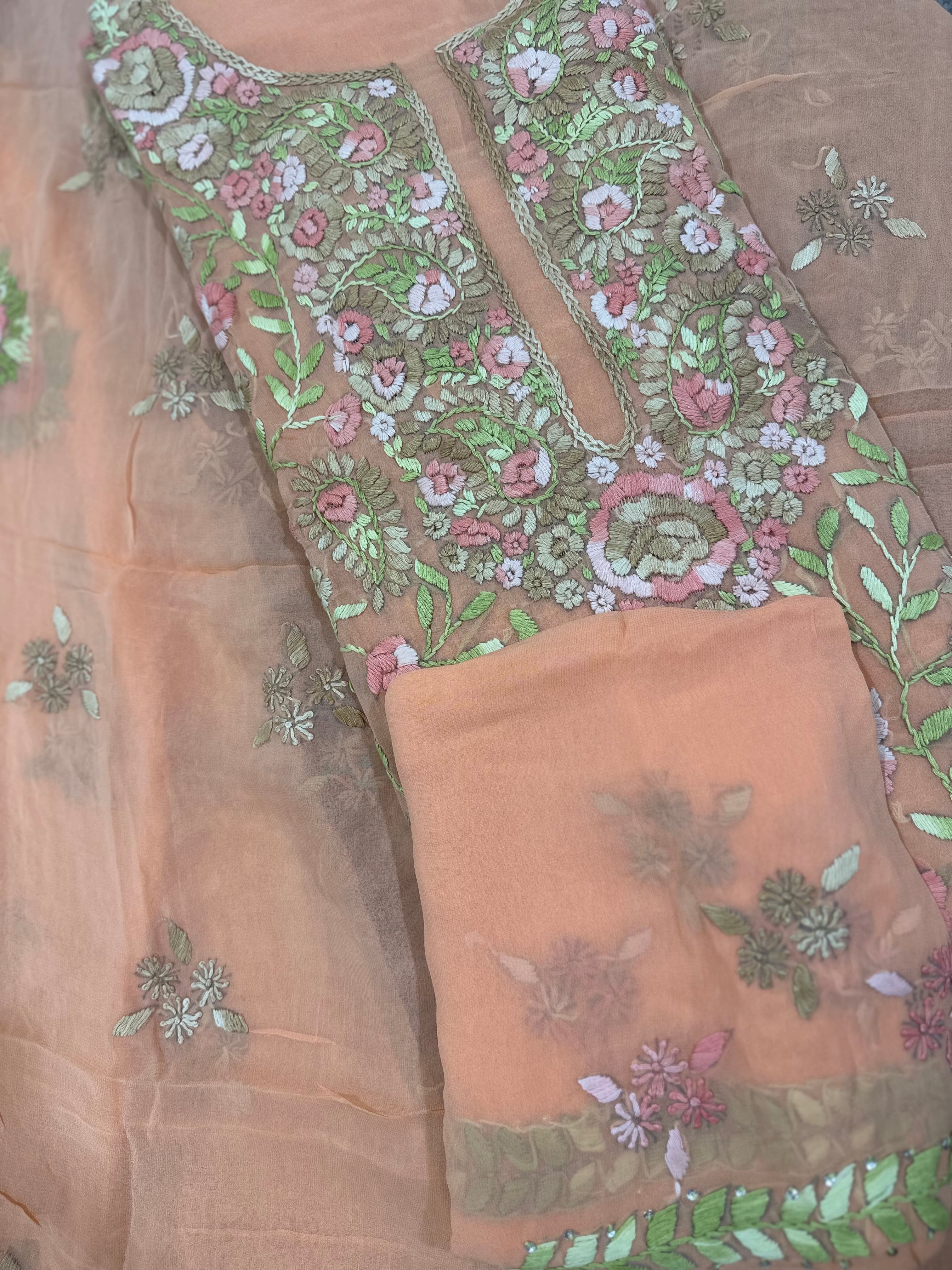 Apricot Floral Vine Suit Set