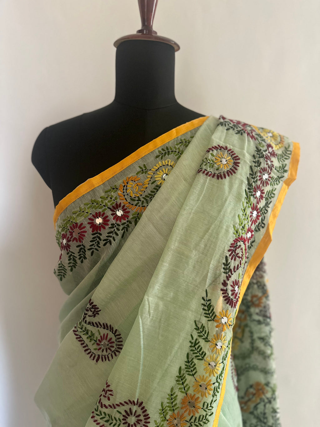 Sage Mint Paisley Saree