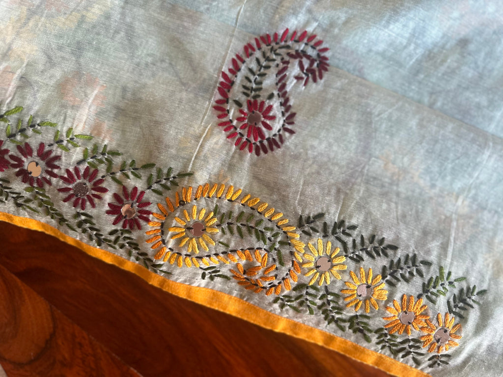 Sage Mint Paisley Saree