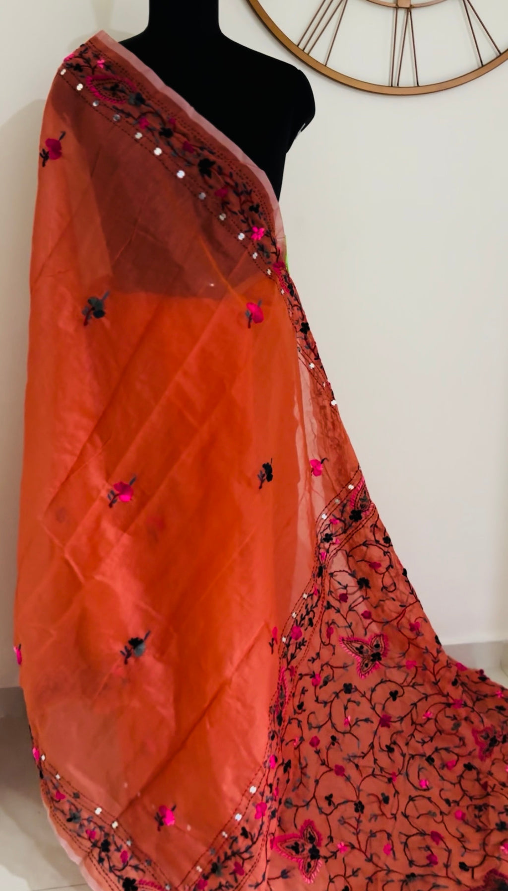 Handcrafted Elegance: Phulkari Cotton Saree