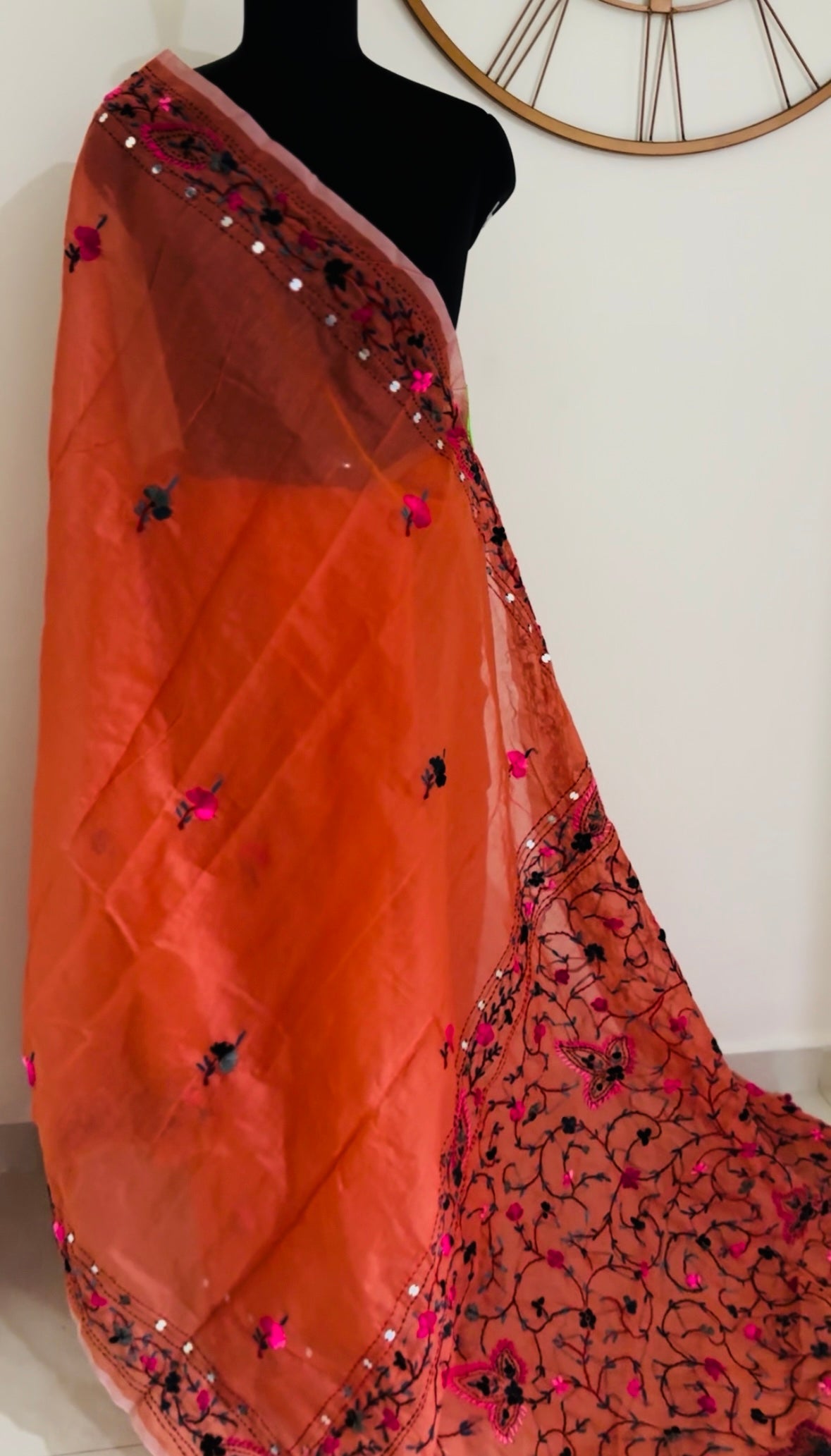 Handcrafted Elegance: Phulkari Cotton Saree