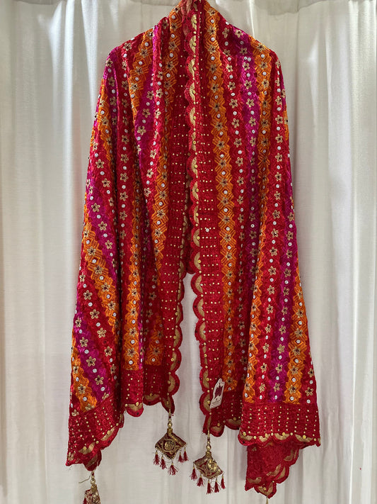 Beautiful Phulkari Dupatta with Mirror Work