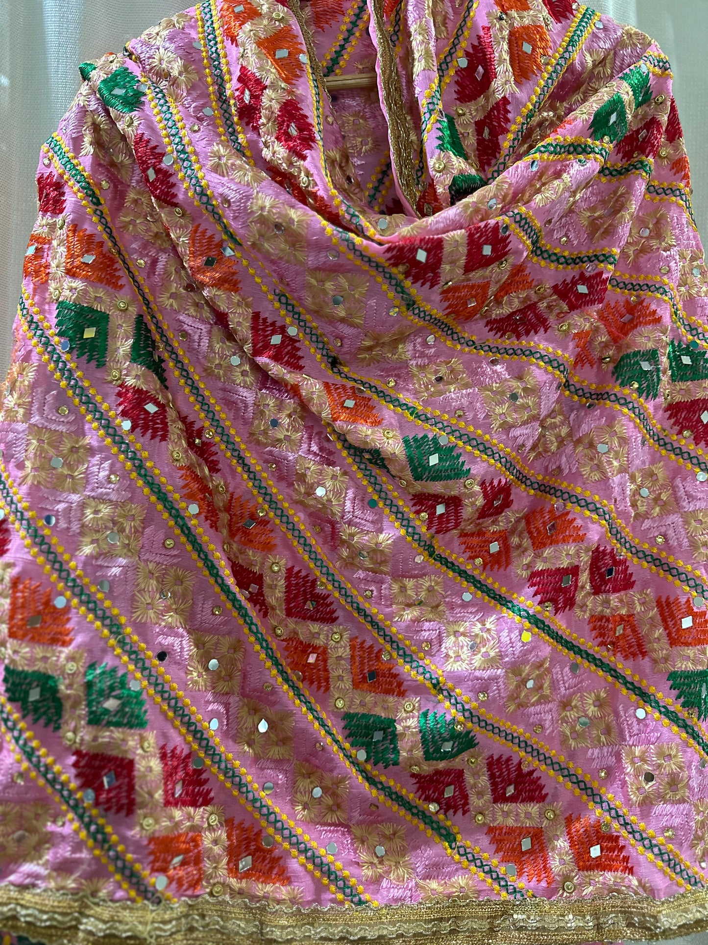 Phulkari Dupatta Pink