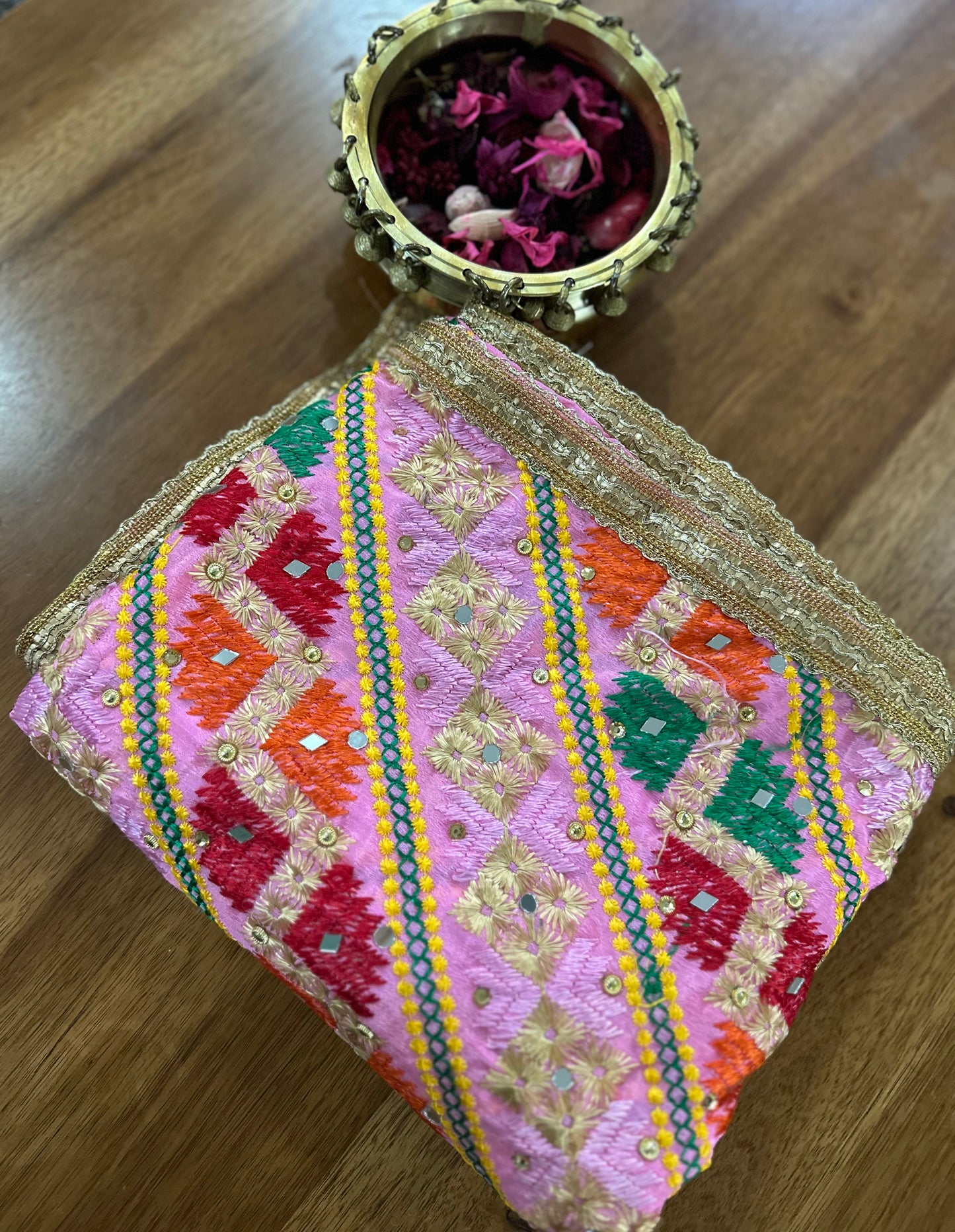 Phulkari Dupatta Pink