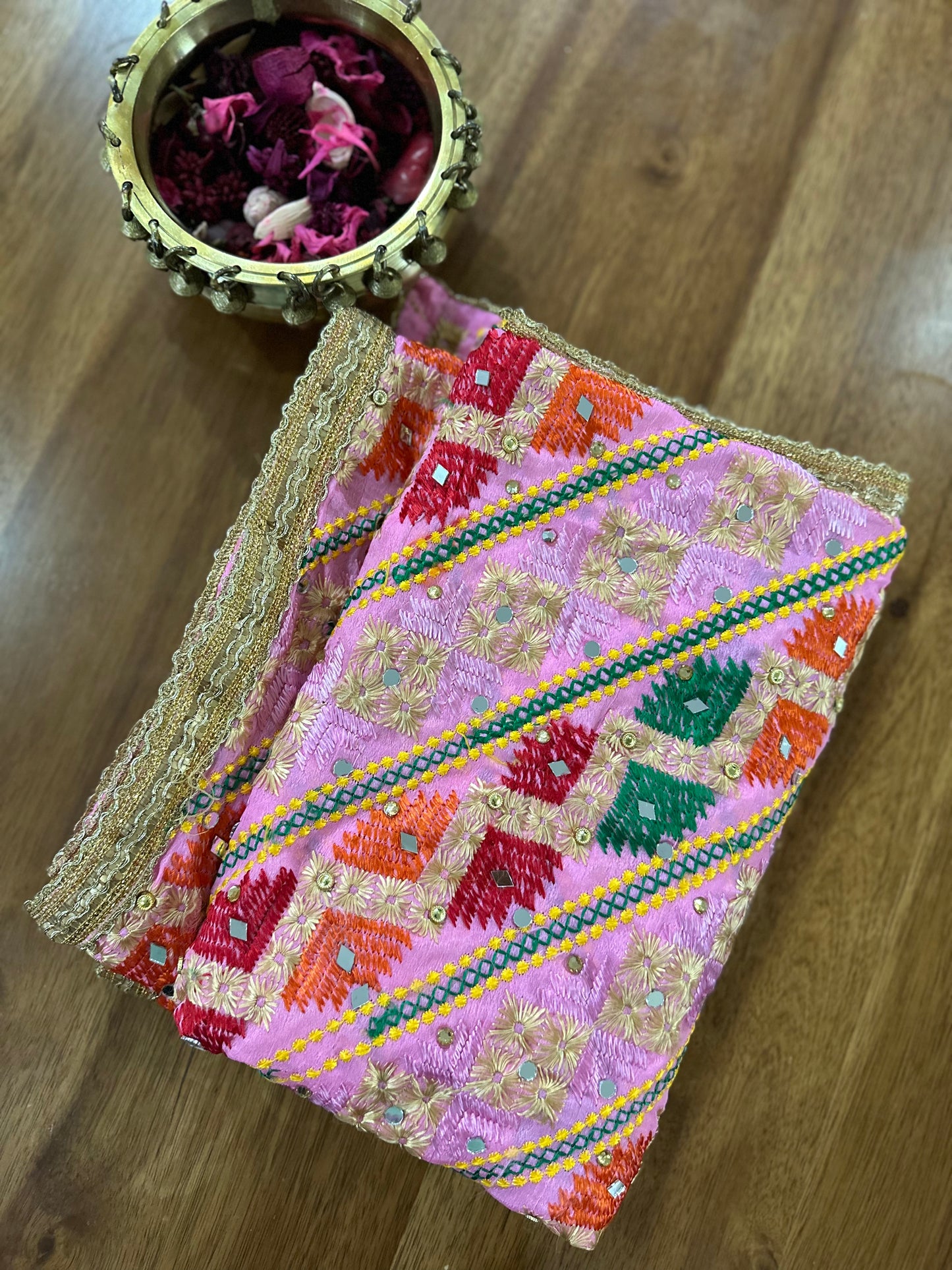 Phulkari Dupatta Pink