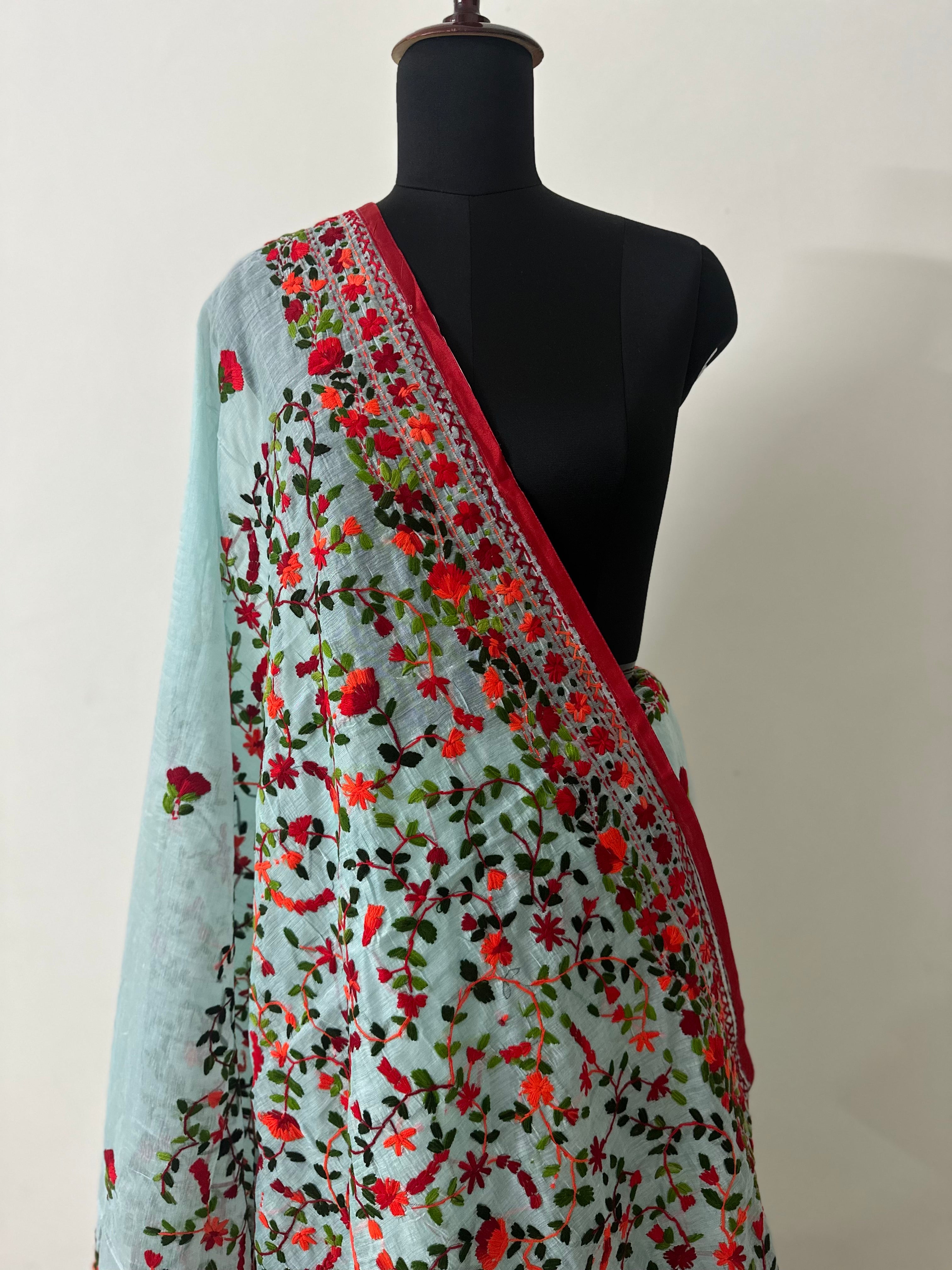 Handcrafted Elegance: Phulkari Cotton Saree