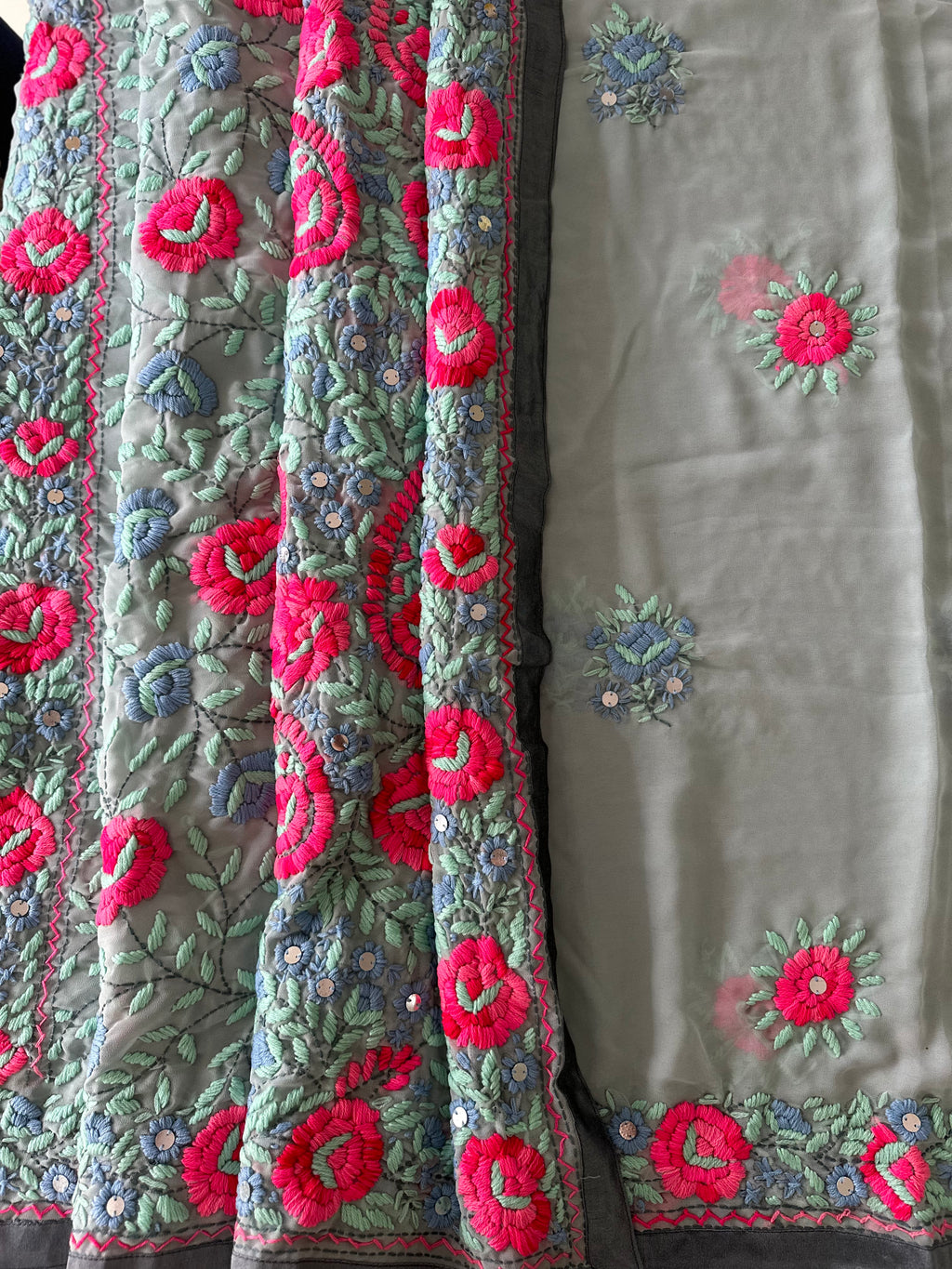 Handcrafted Elegance: Phulkari Georgette Saree