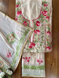 Cream Rose Motif Suit Set