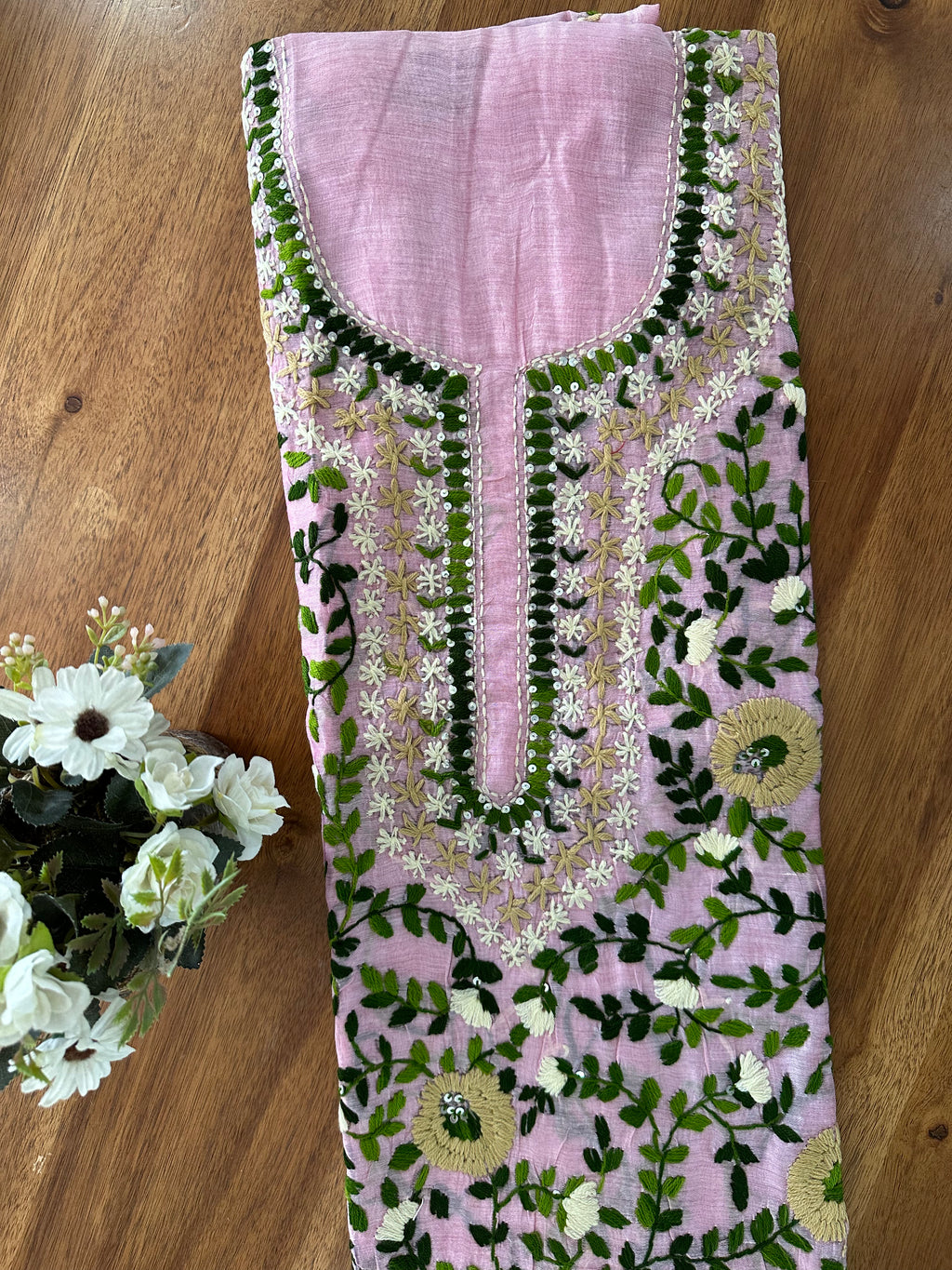 Soft Pink Floral Vine Suit Set