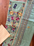 Sage Green with Multicolour Floral Work