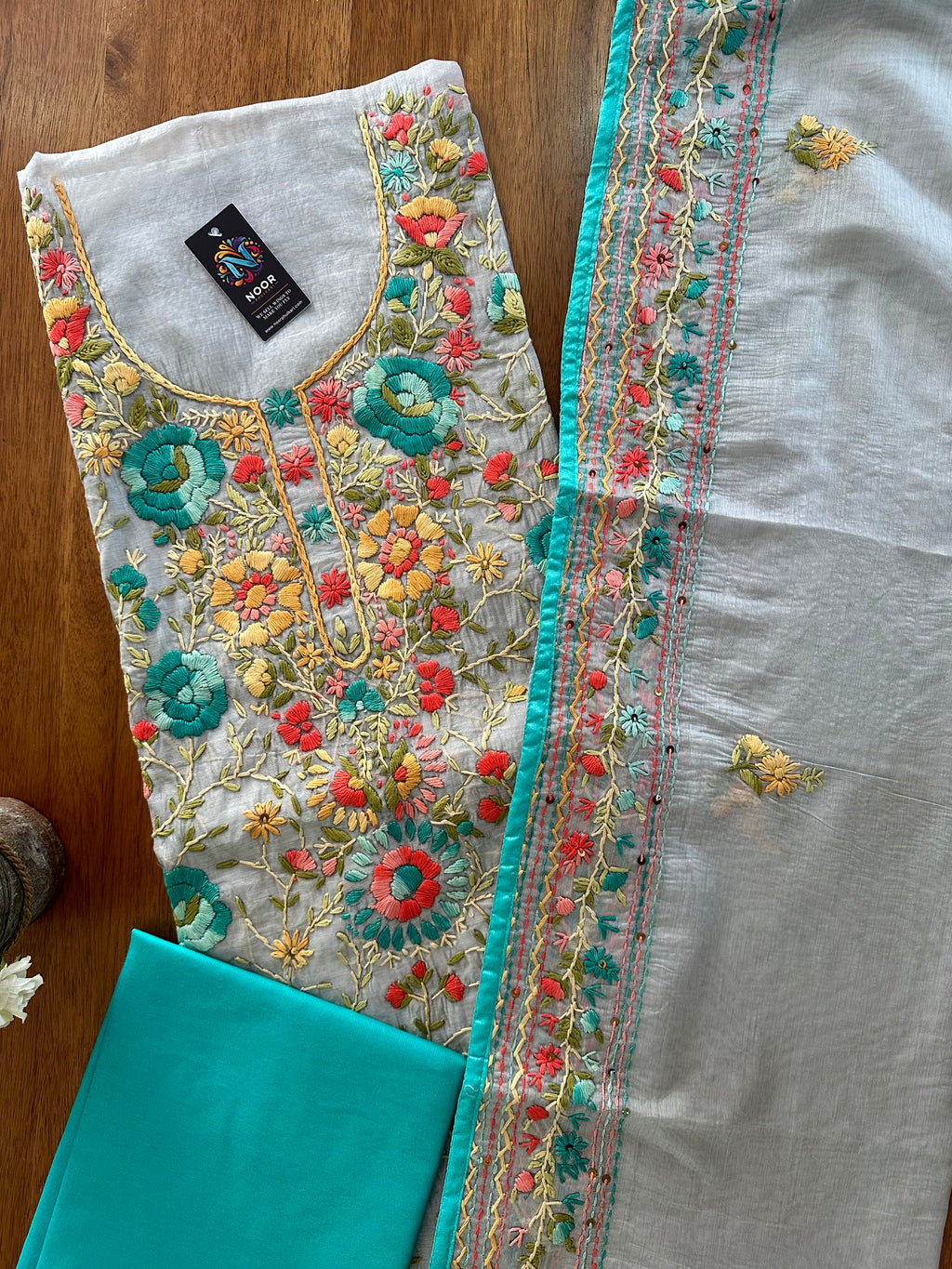 Sky Blue Hand-Embroidered Suit Set