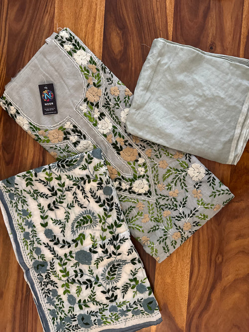 Cool Grey Floral Suit Set