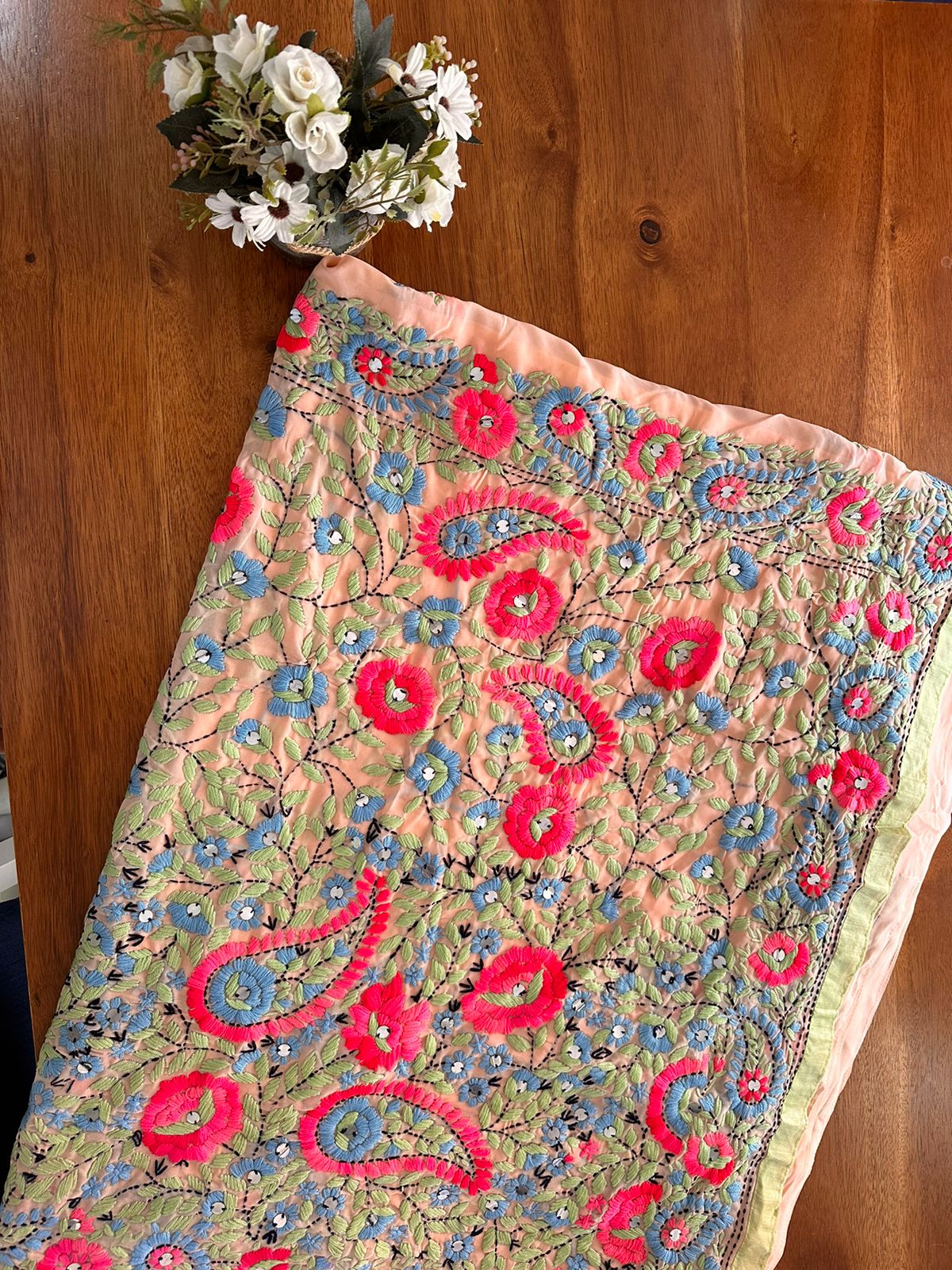 Handcrafted Elegance: Phulkari Georgette Saree